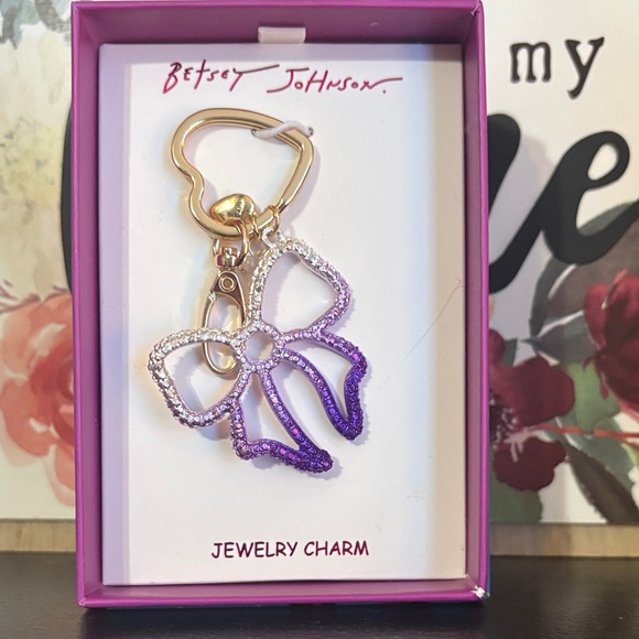 Betsey Johnson Accessories - Betsey Johnson Gold and Purple Bow Bag Charm